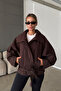 Oversize Gabardine Fabric Belted Stand Collar Women's Jacket - 2