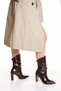 Women's Drawstring Patent Leather Look Thick Heeled Boots - 5