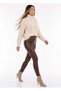 Women's Faux Leather Leggings with Velvet Lining and Topstitch - 4