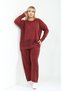Women's 44 50 Size Matching Knitwear Blouse and Pants 100% Cotton Seasonal Two-Piece Set Special Set Plus Size Mother - Washable 44 50 Size Matching Textured - 2
