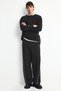 H4429Axbk81 Black Balloon Fit Elastic Waist Trousers
