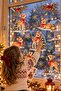 New Year's Baby Deer Glass and Wall Sticker Set - Snowy Pine Tree