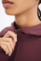 H5289Axbr93 Burgundy Warm Slim Fit Hooded Soft Fleece Inside Zippered Long Sleeve Sportswear - 5
