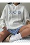 Women's Coastal Style Starfish and Seashell Printed Hooded Sweatshirt - 2