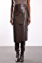 Brown Belted Leather Skirt - 4