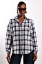 Navy Blue Plaid Shirt with Button Detail on the Back 19176 - 4