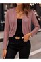 Bring the Sparkle to Every Combination - Women's Long Sleeve Open Front Stone Detailed Short Crinkle Jacket - 3