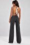 Tan Color, High Collar, Low Back, Long Sleeve Badi. - 2