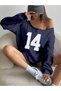 Women's 14 Printed Boat Neck Oversized Sweatshirt