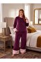 New Season Velvet Plush Detailed Special Design Long Sleeve Plus Size (Oversized) Pajama Set - 5