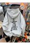 Women's Witch Hat and Broom Printed Hooded Sweatshirt - 4