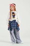 Girl's Plaid Handkerchief Detailed Sweat Pants Set - 2