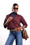 Red Plaid Pattern Pocketed Shirt 3312 - 2