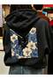 Women's Floral Cat Print Hooded Sweatshirt