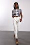 Ecru Textured Straight Cut Jeans 0070 - 3