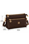 Women's Three-Compartment Faux Leather Stylish Handbag and Shoulder Bag with Gold Accessories - 2