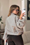 Pepe Comfortable Fit Buttoned Lined Checkered Shawl Collar Red Detailed Women's Coat & Women's Jacket & Trench Coat - Light Beige - 3
