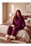 New Season Velvet Plush Detailed Special Design Long Sleeve Plus Size (Oversized) Pajama Set - 4