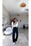 Navy Blue Modal Drawstring Elastic Pants - 2