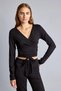 F8572Axbk81 Black Cross Tie Long Sleeve Blouse - 3