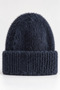 Women's Navy Blue Plush Textured Soft Winter Warm Beanie