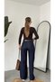 Women's Rins Blue High Waist Wide Leg Palazzo Jean Wide Leg Loose Cut Denim Trousers - 3