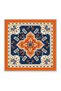 Women's Orange Blue Authentic Patterned Satin Bandana Scarf - Ancient Patterned Scarf - 2