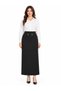 27509-26 Women's Long Skirt with Inner Lining, Back Zipper, Front Double Metal Ring Detail, Size 38–48, 98 cm - 2