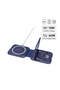Turin - Foldable Wireless Charger and Multicable Set - Navy Blue