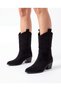 Women's Black Suede Embroidered Western Talia Cowboy Boots - 3