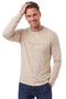 Men's Slim Fit Lycra Striped Textured Beige Sweatshirt – Crew Neck Embroidered Sporty Stylish Sweatshirt 2708518 - 2