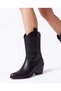 Women's Black Leather Embroidered Western Talia Cowboy Boots - 2