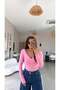 Pink V-Neck Polyamide Bodysuit - 3