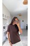 Brown Cotton Crew Neck Tshirt - 4