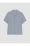 Özmarka New Season Blue Loose Fit Resort Collar Muslin Men's Shirt