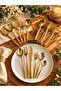 Gold 80 Piece 12 Person Cutlery Set with Forks, Spoons, Knives and 8 Piece Serving Set