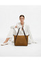 Women's Daily Large Size Zippered Wide Strap Suede Hand & Shoulder Bag Size: 32 X 27 cm - 4