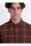 Ozmarka New Season Brown Relax Fit Plaid Flannel Men's Shirt - 4