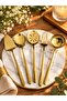 Gold 80 Piece 12 Person Cutlery Set with Forks, Spoons, Knives and 8 Piece Serving Set - 4
