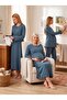 New Season Indigo Double-Breasted Collar Breastfeeding Compatible Design Long Sleeve 100% Cotton Maternity Pajama Set 4-Piece Set - 6