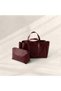 Faux Leather Women's Hand and Shoulder Bag with Makeup Bag - 4