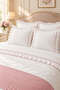 Mirella 100% Cotton Ruffled Piping Runner 7 Piece Double Duvet Cover Set - 3