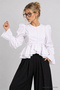 Ruffled Woven Shirt with Gathered Detail Lby0095 White - 3