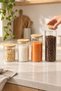 Set of 4 Glass Jars with Bamboo Lids, 4 Different Sizes 6X8 / 6X10 / 6X12 / 6X15 Cm, Transparent Storage Jar - 4