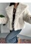Women's Faux Fur Plush Coat Oversized Snap Button Double Pocket Winter Fur Coat - 6