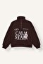 Oversize Half Zipper Printed Thick Sweatshirt for Girls I8344A826Wn