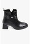 Black Leather Look Rustic Model Comfortable Form-Fitting Boots with Side Zipper Suitable for Daily Use - 3
