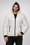 Men's Inflatable Hooded Zippered Coat Water Repellent Quilted Lined Fabric Pocketed Winter Comfortable Fit - Cream - 4
