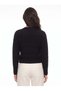 Black Acrylic Blended Long Sleeve Crew Neck Self-Patterned Buttoned Knitwear Cardigan - 2