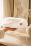 White Plush Furry Soft Textured Wide Form Makeup Bag with Charm and Zipper Detail
